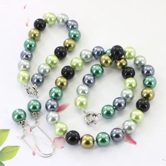 12mm Natural Multicolor Seashell Round Beads Necklace Chain Bracelet Set Girls - Picture 4 of 16